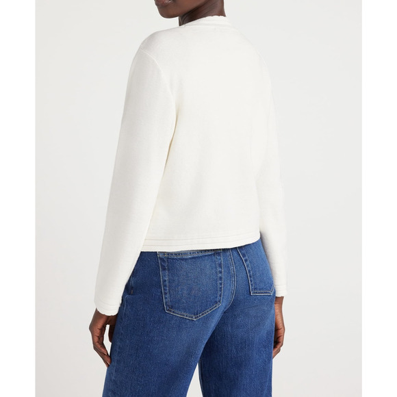 Free Assembly Womens Cardigan Sweater Ivory Size S Midweight Knit Chest Pockets - Picture 4 of 7